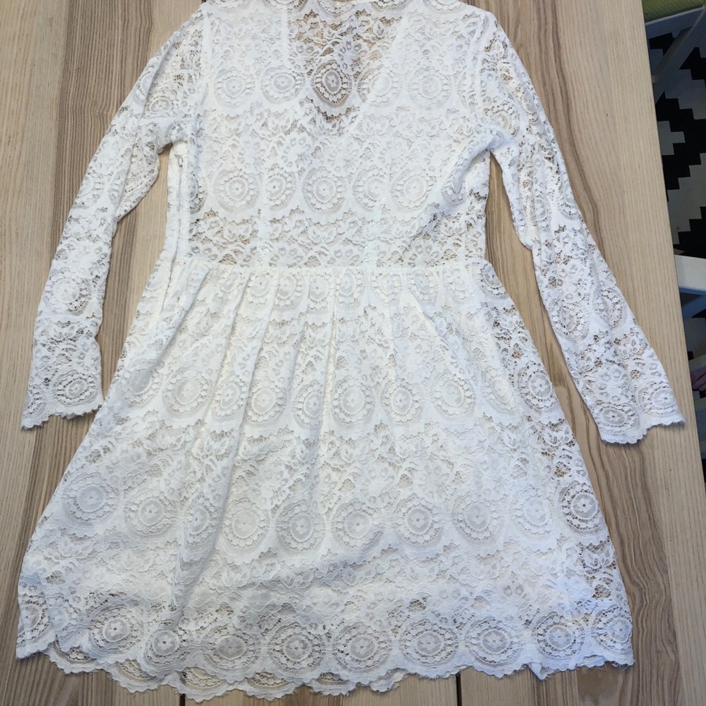 White lace knee length fit & flare dress